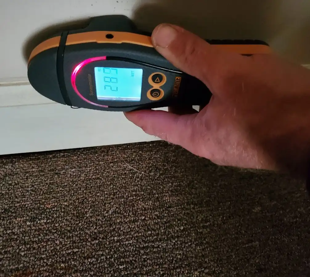 Moisture detection at baseboard during Burst Pipe Cleanup in Washougal